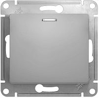 Выключатель с подсветкой без рамки Systeme Electric Glossa 1-кл. алюминий картинка